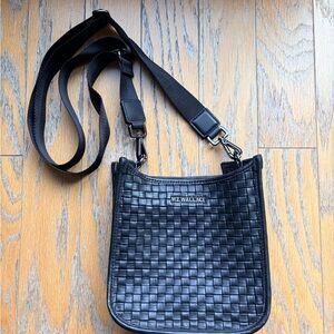MZ Wallace Black Leather Woven Box Bucket Bag